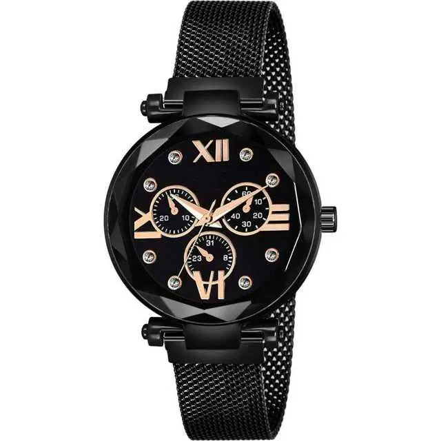 Casual Metal Analog Watch For Women (Black) (MP-180)