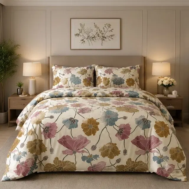 SimpleHome Microfiber Queen Bedsheet Floral Multicolor 88x96inch