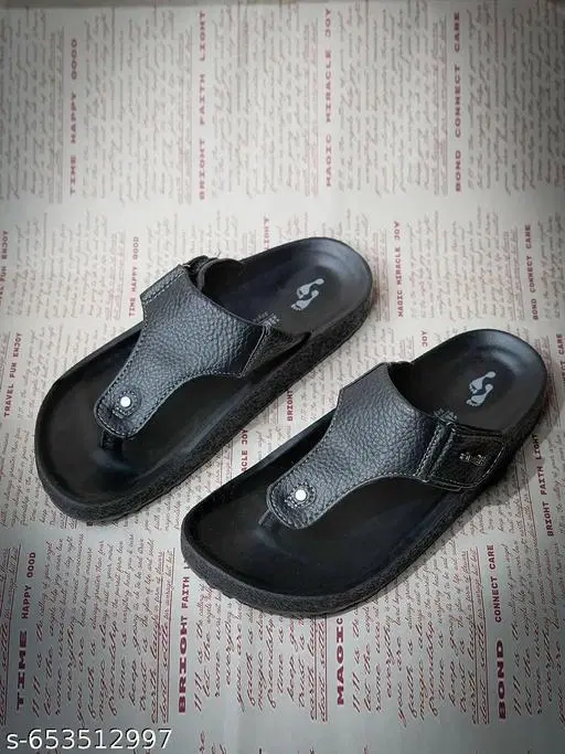 Aerowalk Leather Sliders for Men (Black, 11) Pack of 2