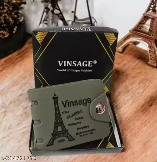 Vinsage Mens Wallet with Closure Button, Olive