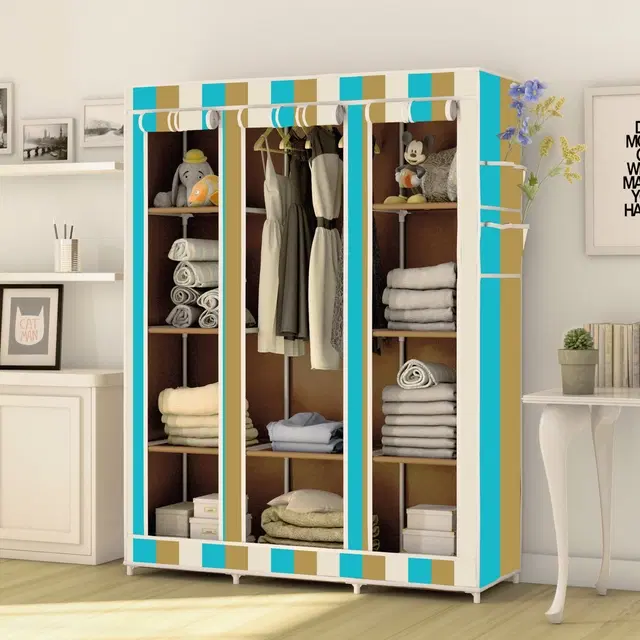 Plastic Printed Collapsible Wardrobe, Multicolor