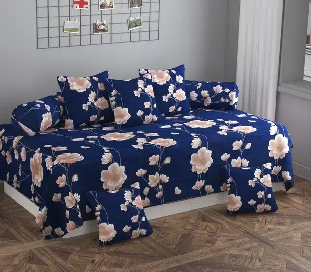 Microfiber Diwan Cover Set, Blue, Pack of 8