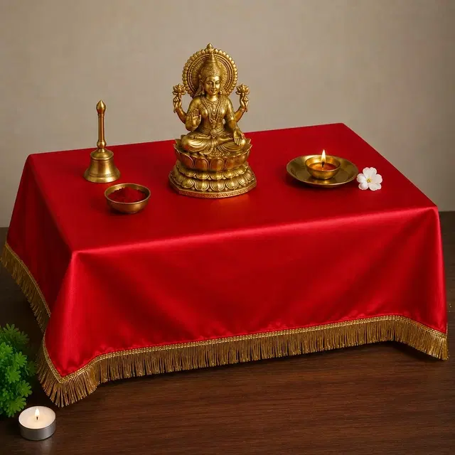 Satin Pooja Table Cover Cloth 39x39in