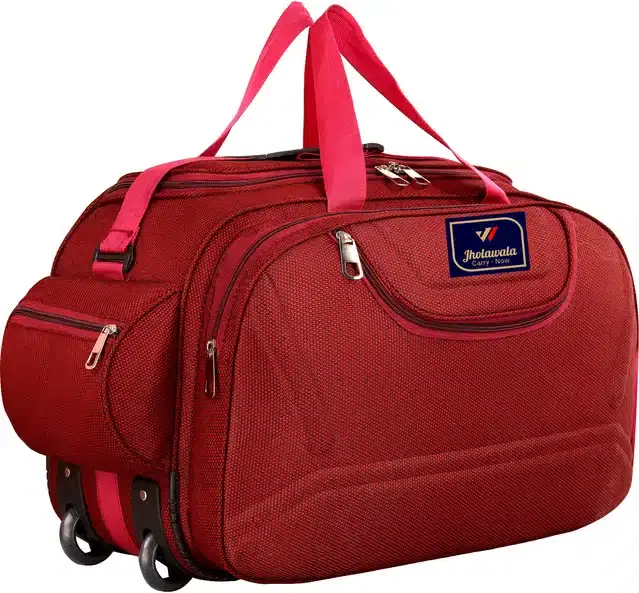 Nylon Traveling Luggage Bag with Wheels, Maroon,65 L