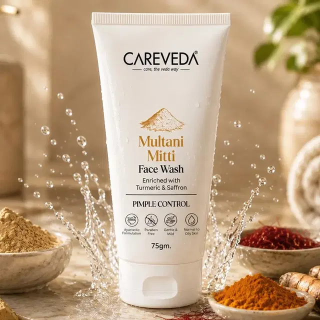 CareVeda Multani Mitti Face Wash – Pimple Control & Oil Balancing 75 g