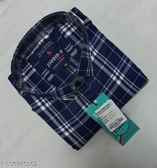 Cotton Blend Checked Shirt for Men, Blue (M) Pack of 1