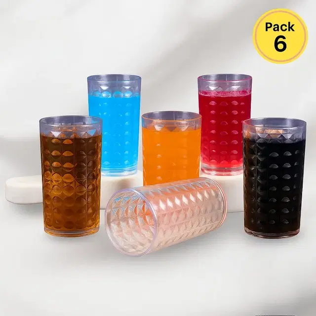 Set of 6 Aqua Plastic Glass