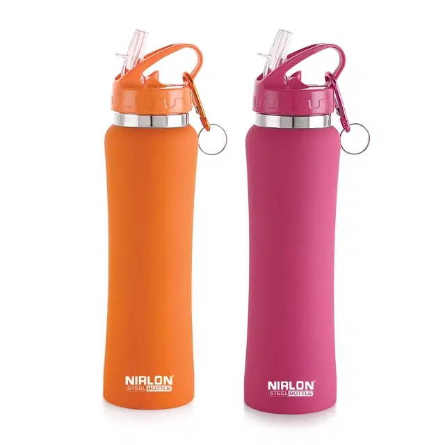 Nirlon Stainless Steel Sipper Water Bottle, Multicolor, 750 ml, Pack of 2