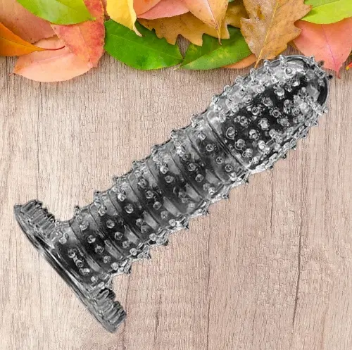 A R Silicone Crystal Dotted Condom for Men, Transparent
