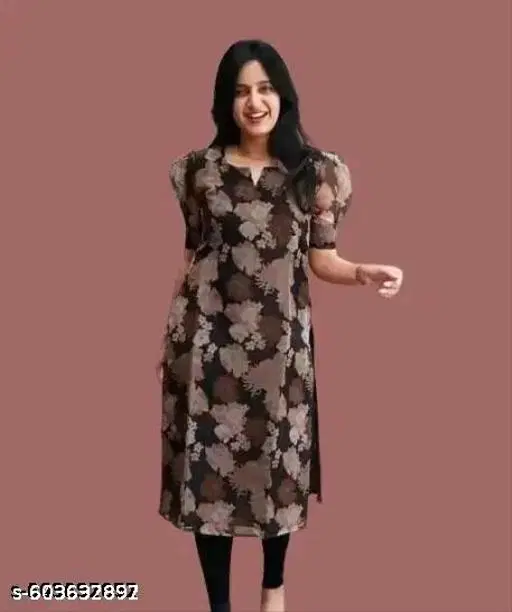 Georgette Kurti for Women (Black, S)