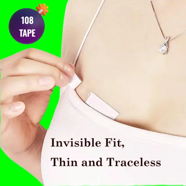 Acrylic Film Clothing 108 Double Sided Tape Strips, Transparent, Set of 1