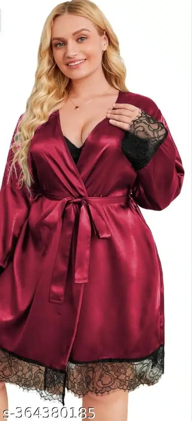 Bathrobe for Women, Maroon, Free Size