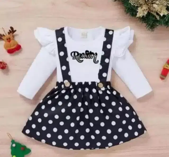 Crepe Solid Dungarees for Girls (White & Black, 12-18 Months)