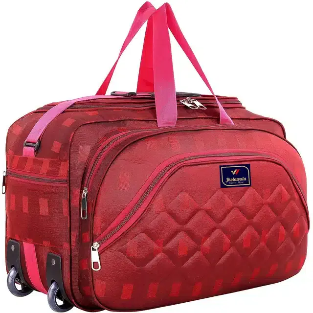 Polyester Traveling Luggage Bag with Wheels, Maroon,60 L