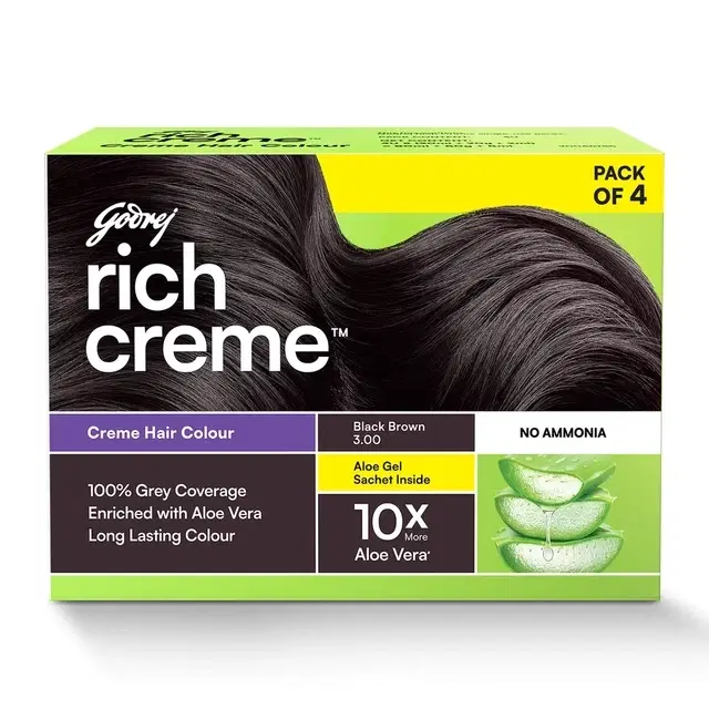 Godrej Expert Rich Crème Hair Colour For Women & Men – (Black Brown Shade) (3.00) (Pack Of 4)