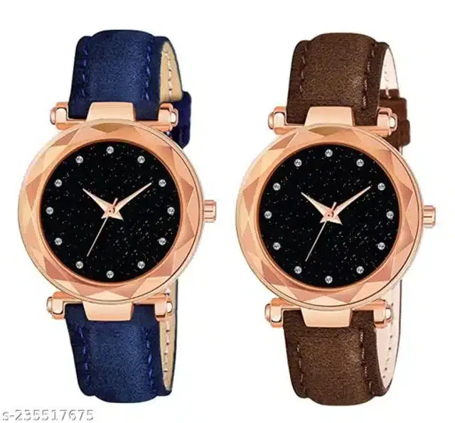 Analog Watch for Women, Pack of 2 (Multicolor)