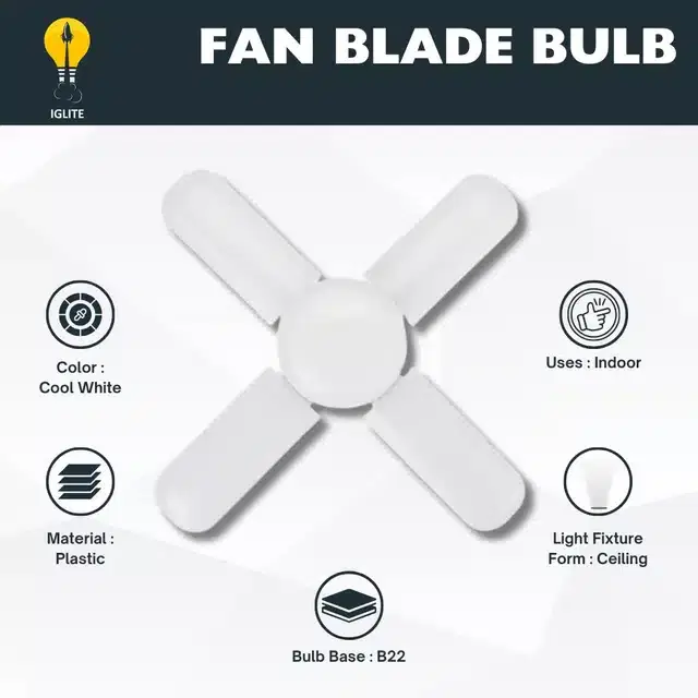 Foldable Fan Shaped LED Bulb, White, 28 W