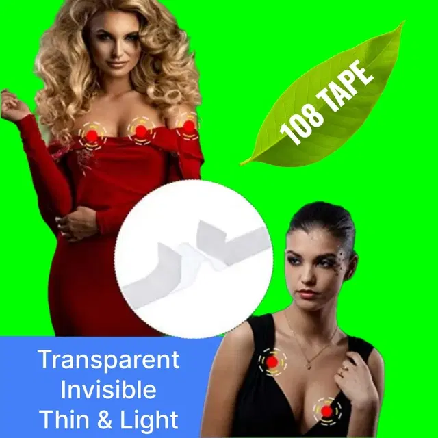 Acrylic Film Clothing 108 Double Sided Tape Strips, Transparent, Set of 1