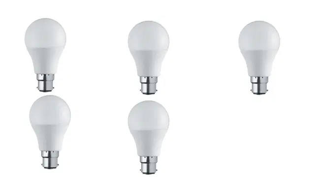 Plastic LED Bulb, White, 5 W, Pack of 5