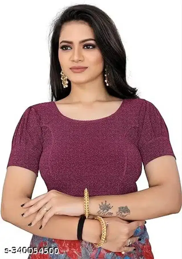 Half Sleeves Blouse for Women (Wine, 26)