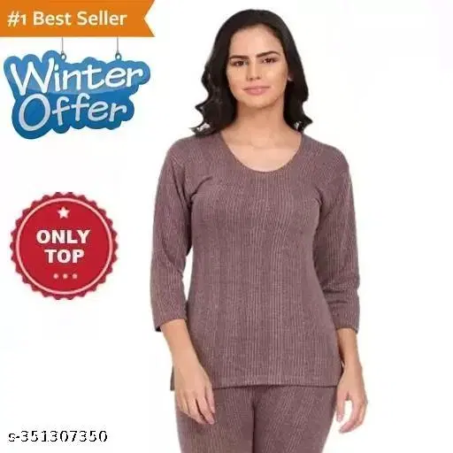 Woolen Thermal Top for Women (Brown, XS)