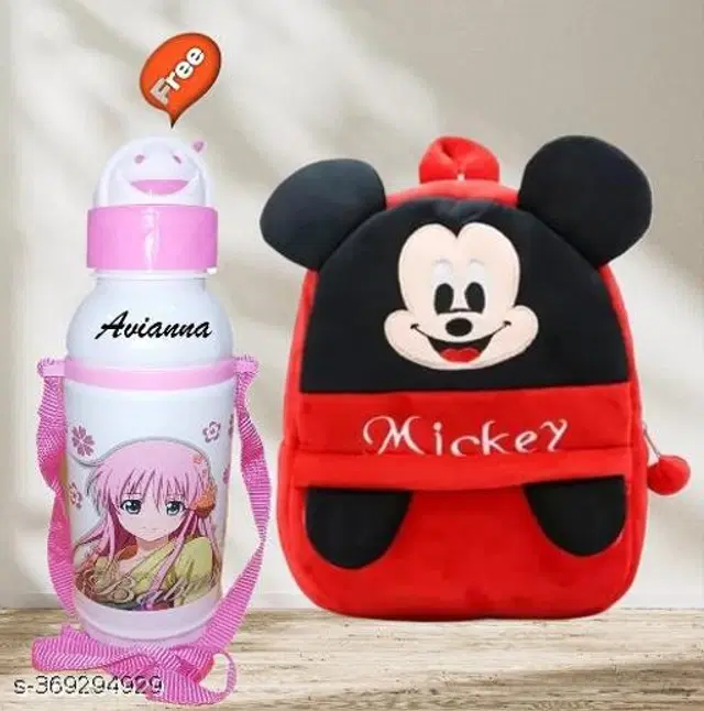 Nylon Backpack with Sipper for Kids, Multicolor, Set of 2