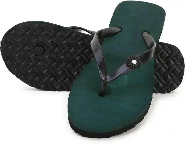 Flip Flops for Women (Green, 5)