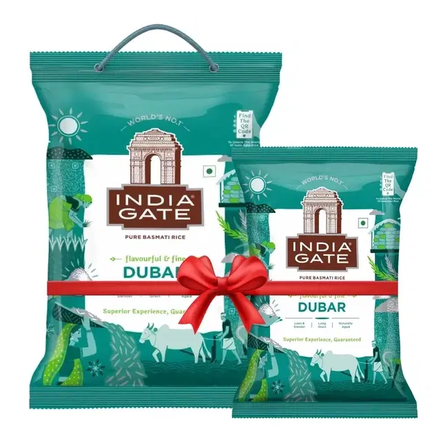 India Gate Dubar Basmati Rice 5 kg +  India Gate Dubar Basmati Rice (Broken Tukda) 1 kg