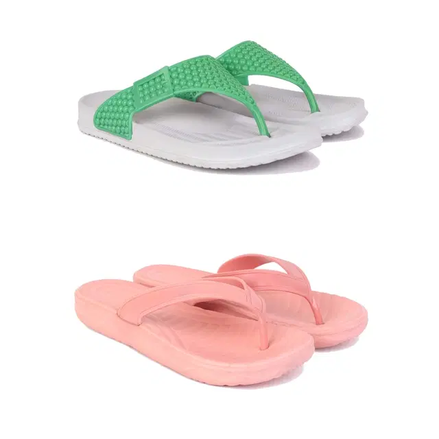 Slippers for Women, Pack of 2 (Multicolor, 6)