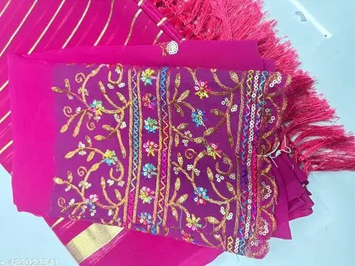 Georgette Printed Saree for Women, Pink (6.3 M)