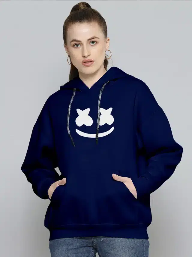 Hooded Sweatshirt for Girls (Blue, S)