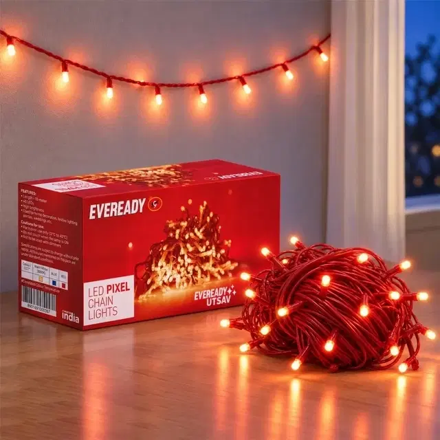 Eveready Utsav 10 Meter 46 Pixel Led Chain String Light, Red