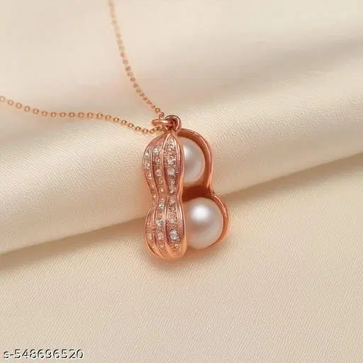 Trendy Pearl Peanut Pendant Necklace Chain for Women & Girls