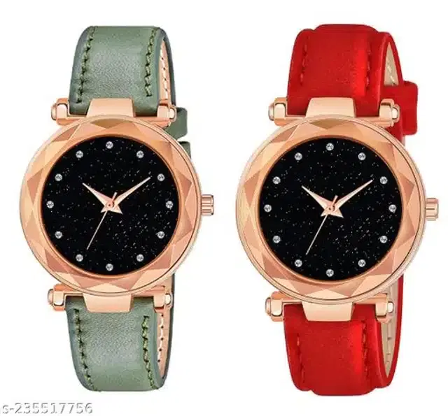 Analog Watch for Women, Pack of 2 (Multicolor)
