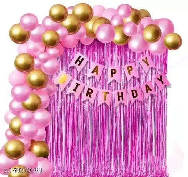 Birthday Decoration Kit, Pink & Gold, Pack of 33