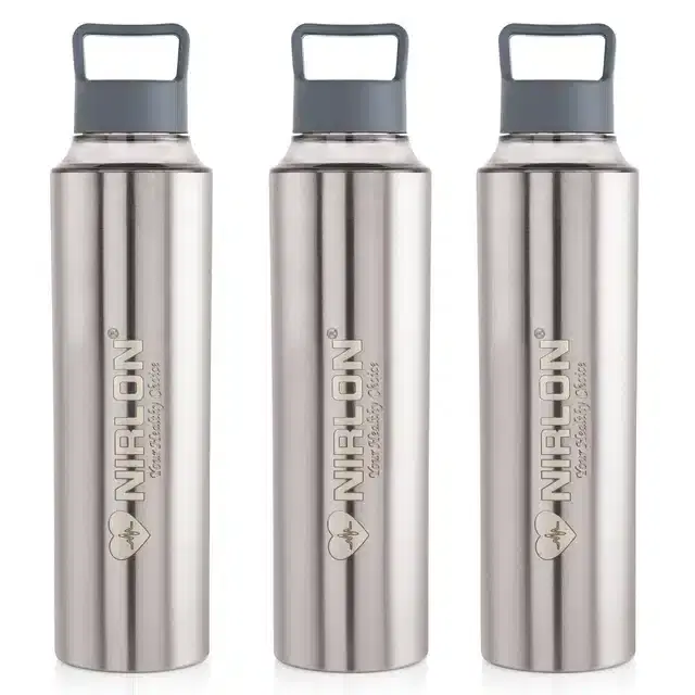 Stainless Steel Insulated Single Wall Water Bottle, Pack of 3, Silver, 900 ml