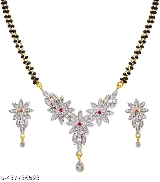 White Mangalsutra Set for Women (18 inch, Free Size)