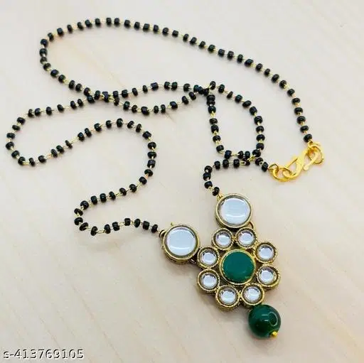 Alloy Mangalsutra With Earring for Women, Green