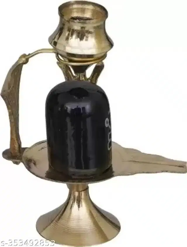 Resin Shivling Idol, Black & Gold
