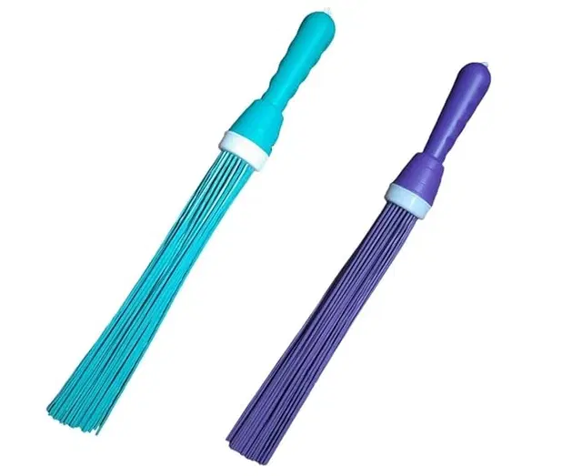 Plastic Brooms Bathroom & Home Floor Cleaning, Multicolor, Pack of 2