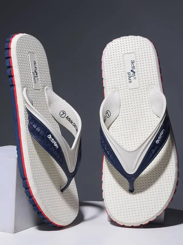 action Casual Slippers for Men (White, 9)