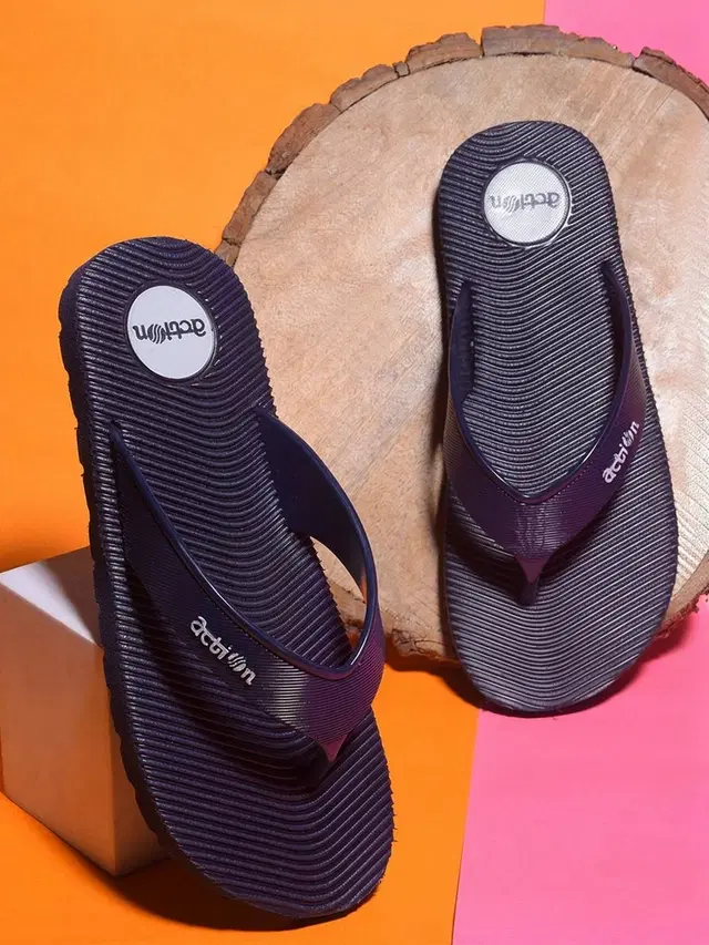 action Casual Flip Flops for Men (Blue, 6)