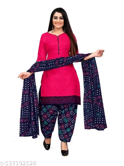Cotton Printed Kurta Set for Women (Pink, XL)