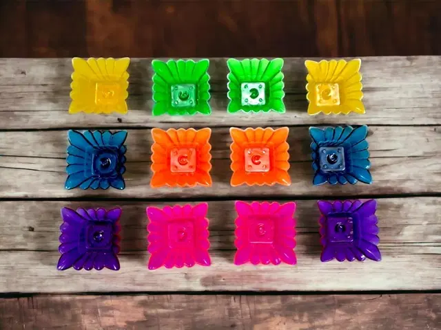 Plastic 3D Shadow Reflection Floating Diwali Diyas, Multicolor, Pack of 24
