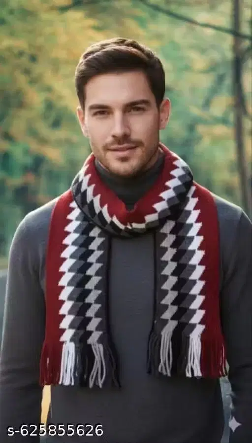 Acrylic Printed Muffler for Men, Multicolor