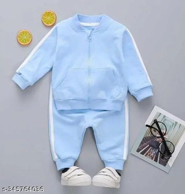 Woolen Solid Clothing Sets for Boys & Girls (Blue, 1-2 Years)