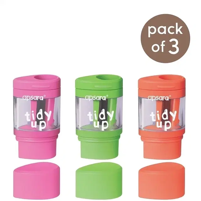 Apsara Tidy Up Sharpener + Eraser Blister Pack [Pack of 3]