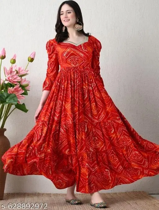 Viscose Rayon Kurti for Women, Orange (L)