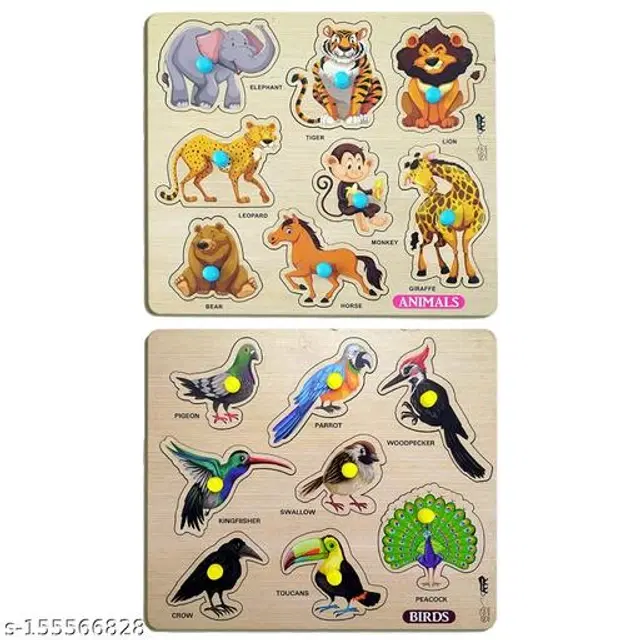 Wooden Puzzle for Kids, Multicolor, Pack of 2