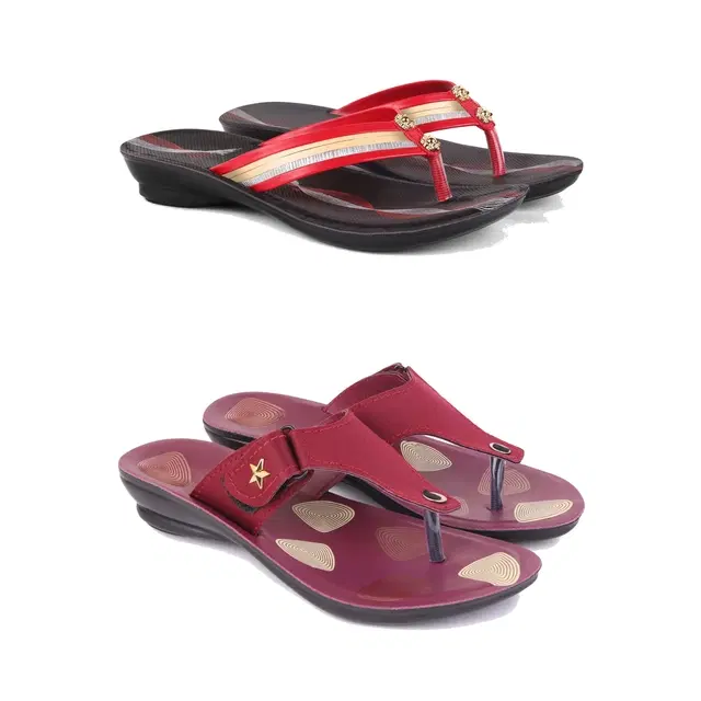 Flats for Women, Set of 2 (Multicolor, 5)
